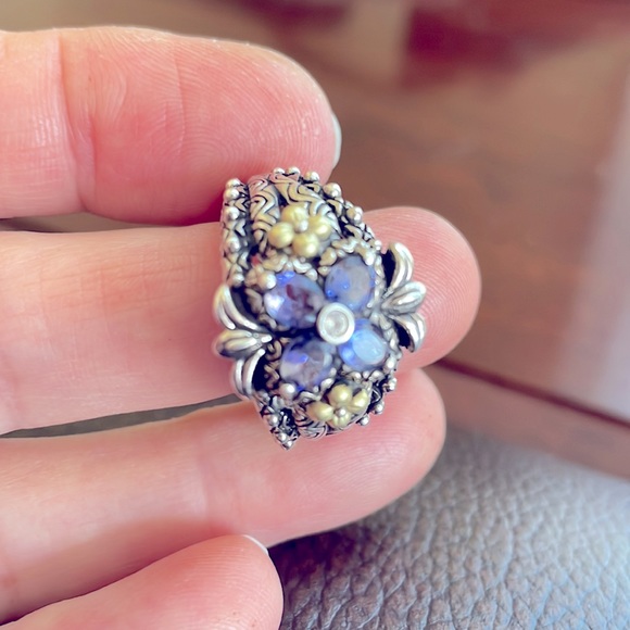 Barbara Bixby Iolite & White Sapphire Ring, Sterling Silver & 18k Gold - Picture 7 of 11